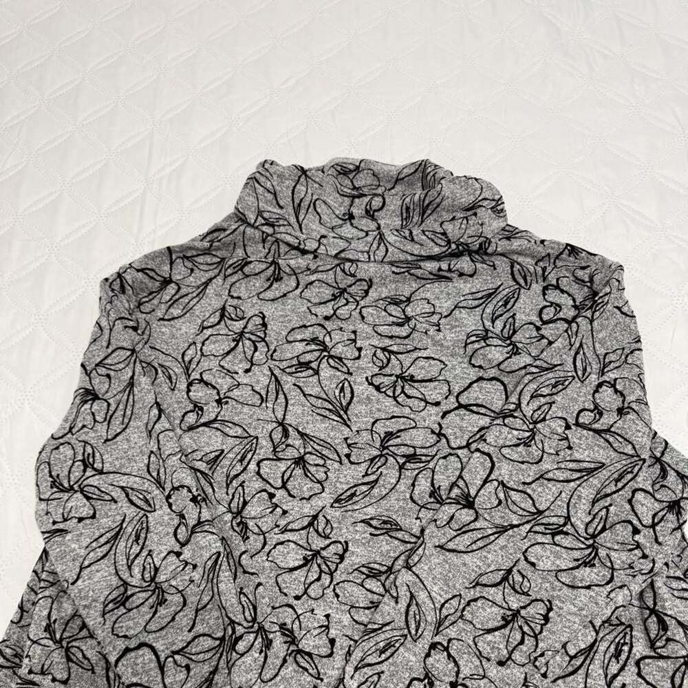 Lane Bryant Grey Black Floral Cowl Neck Top